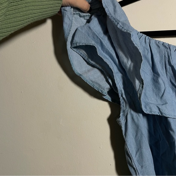 Faded Glory Denim Cotton Off the Shoulder Stretch Ruffle Flowy Top Plus Size XXL - Picture 3 of 6